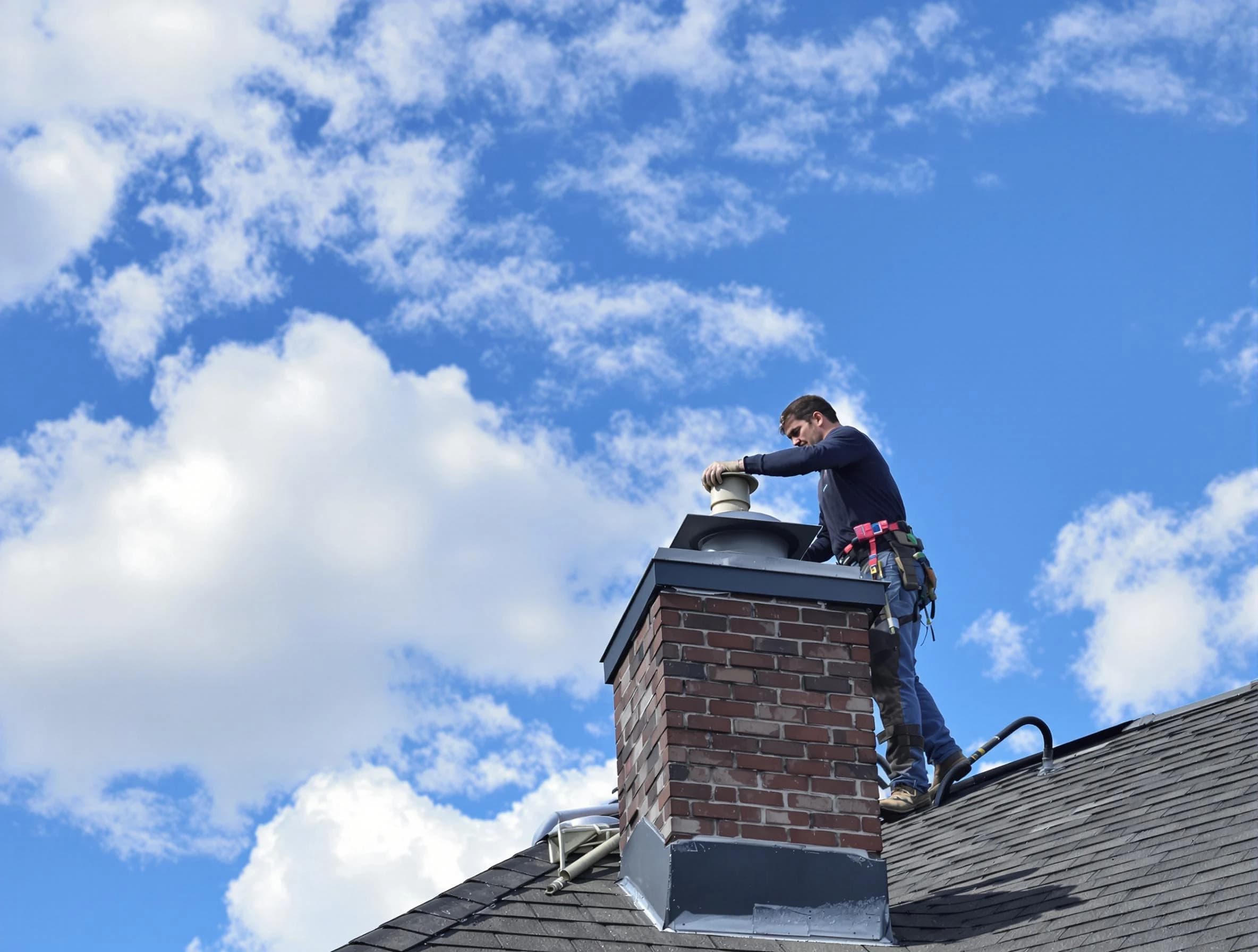 Bethany Chimney Sweep installing a sturdy chimney cap in Bethany, OK