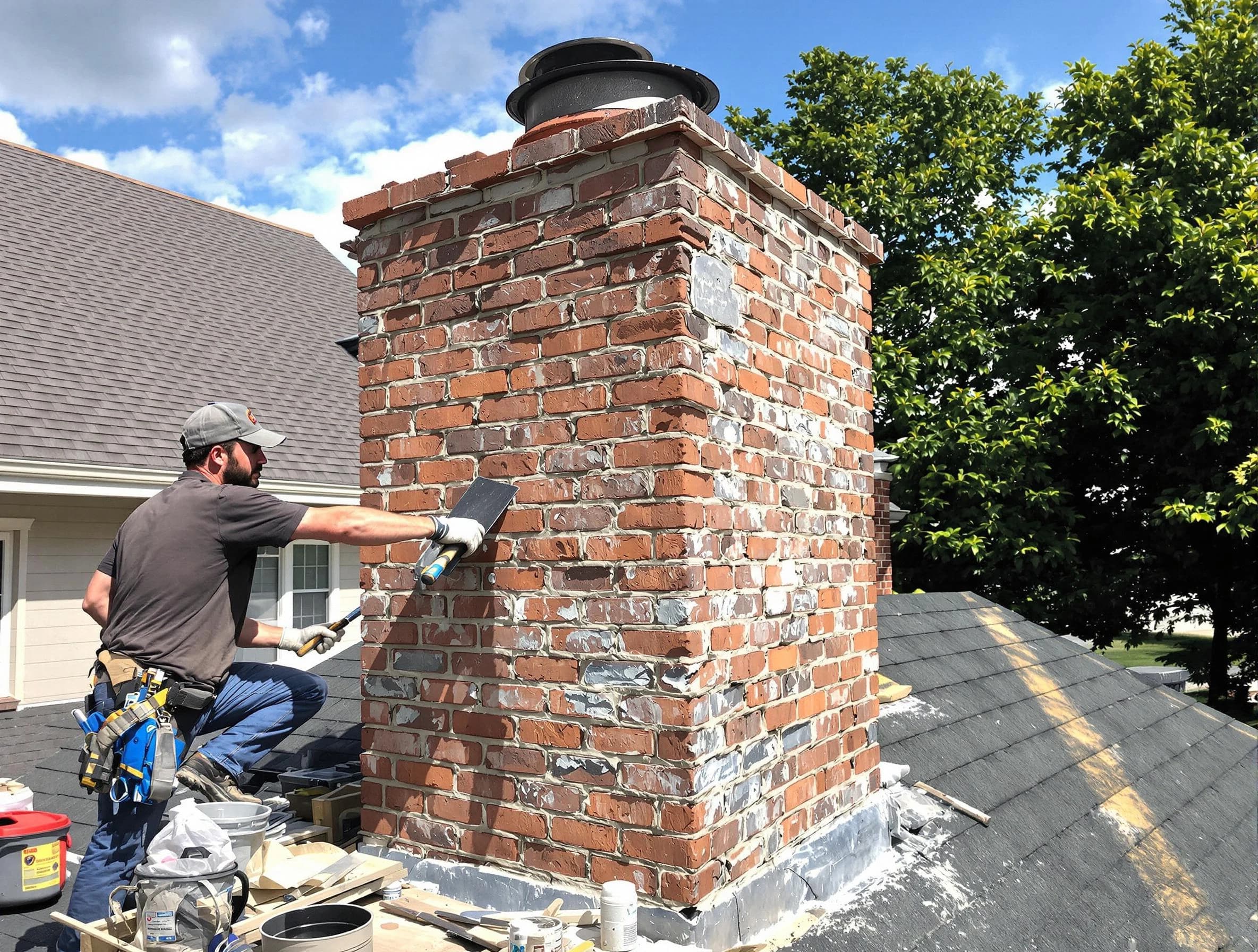Completed chimney rebuild by Bethany Chimney Sweep in Bethany, OK