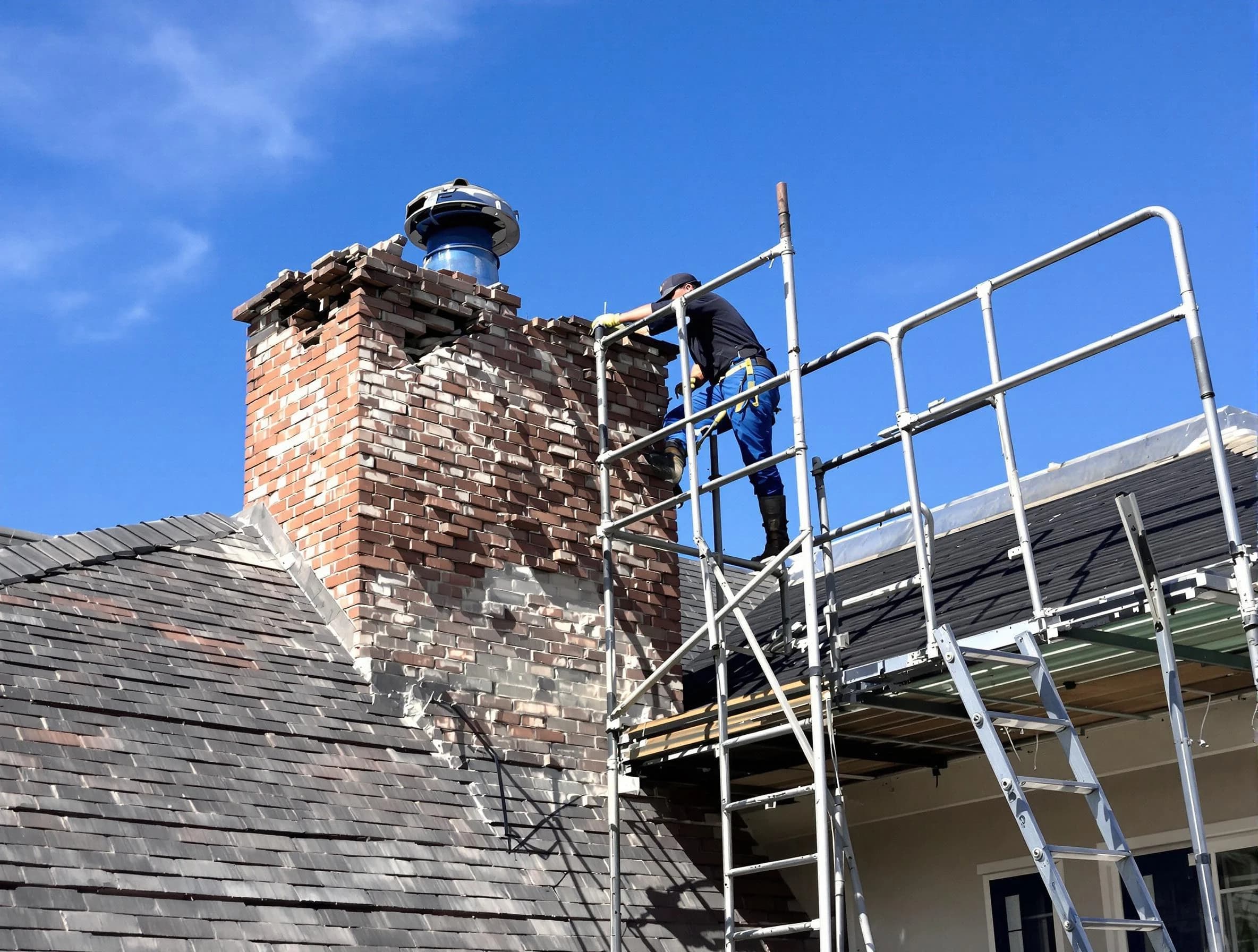 Rebuilding a chimney structure by Bethany Chimney Sweep in Bethany, OK
