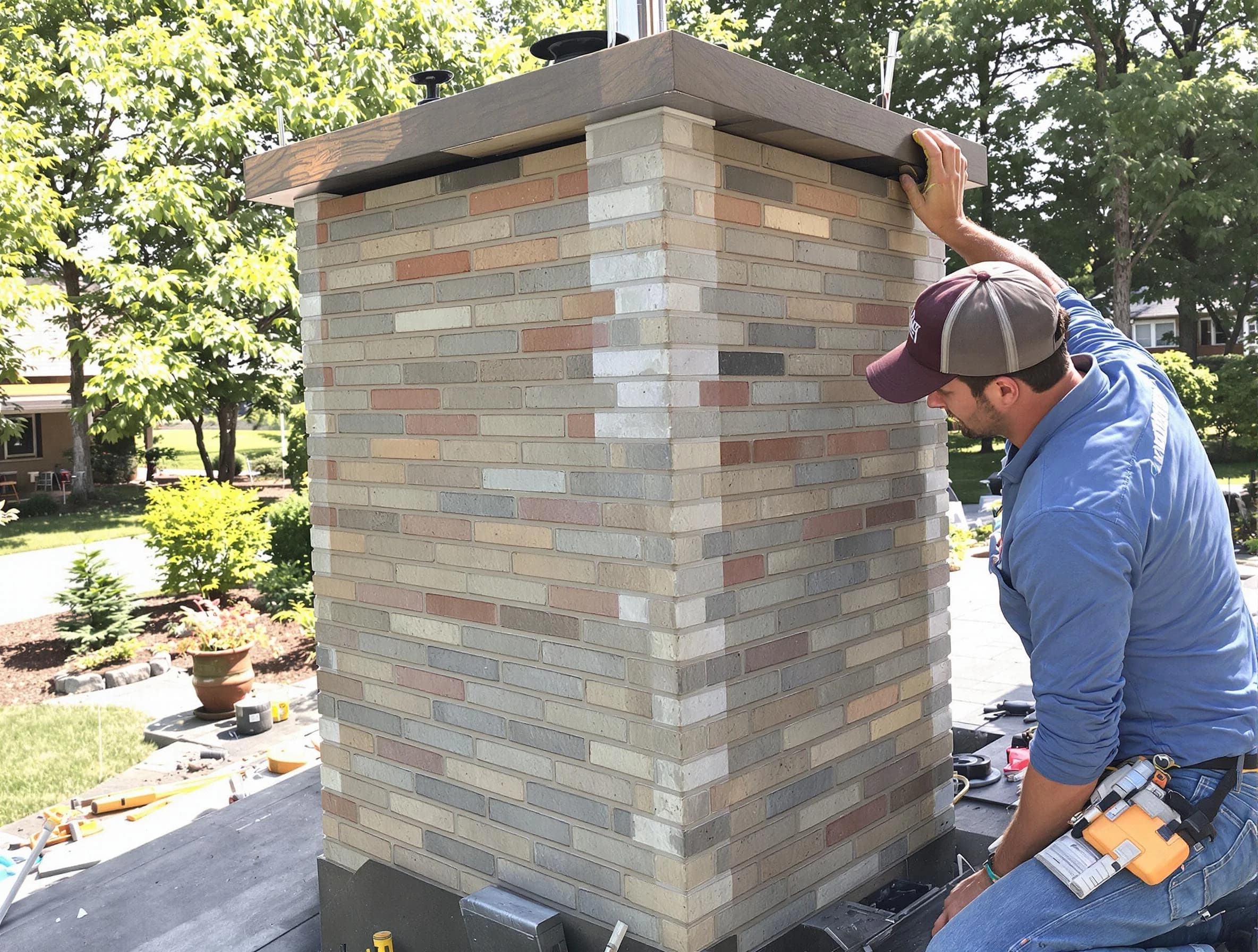 Bethany Chimney Sweep completing a modern chimney remodel in Bethany, OK