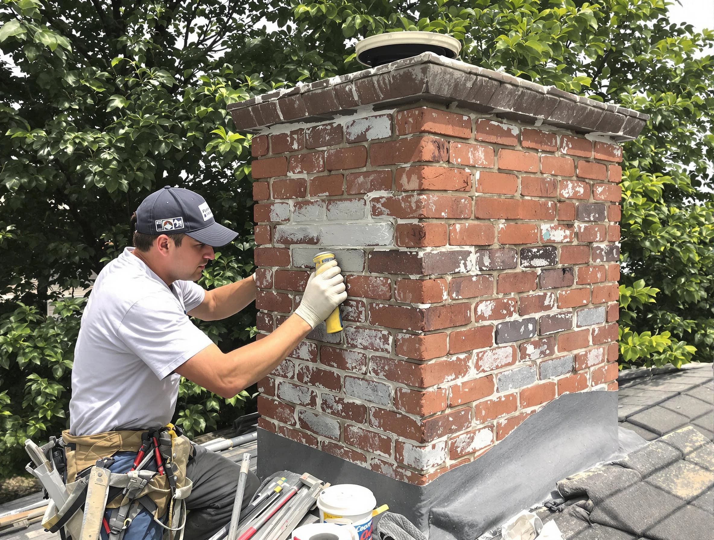 Bethany Chimney Sweep restoring an aging chimney in Bethany, OK