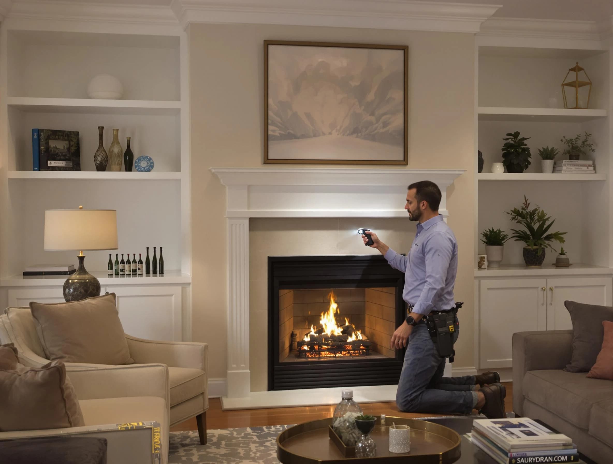 Bethany Chimney Sweep conducting a fireplace safety inspection in Bethany, OK