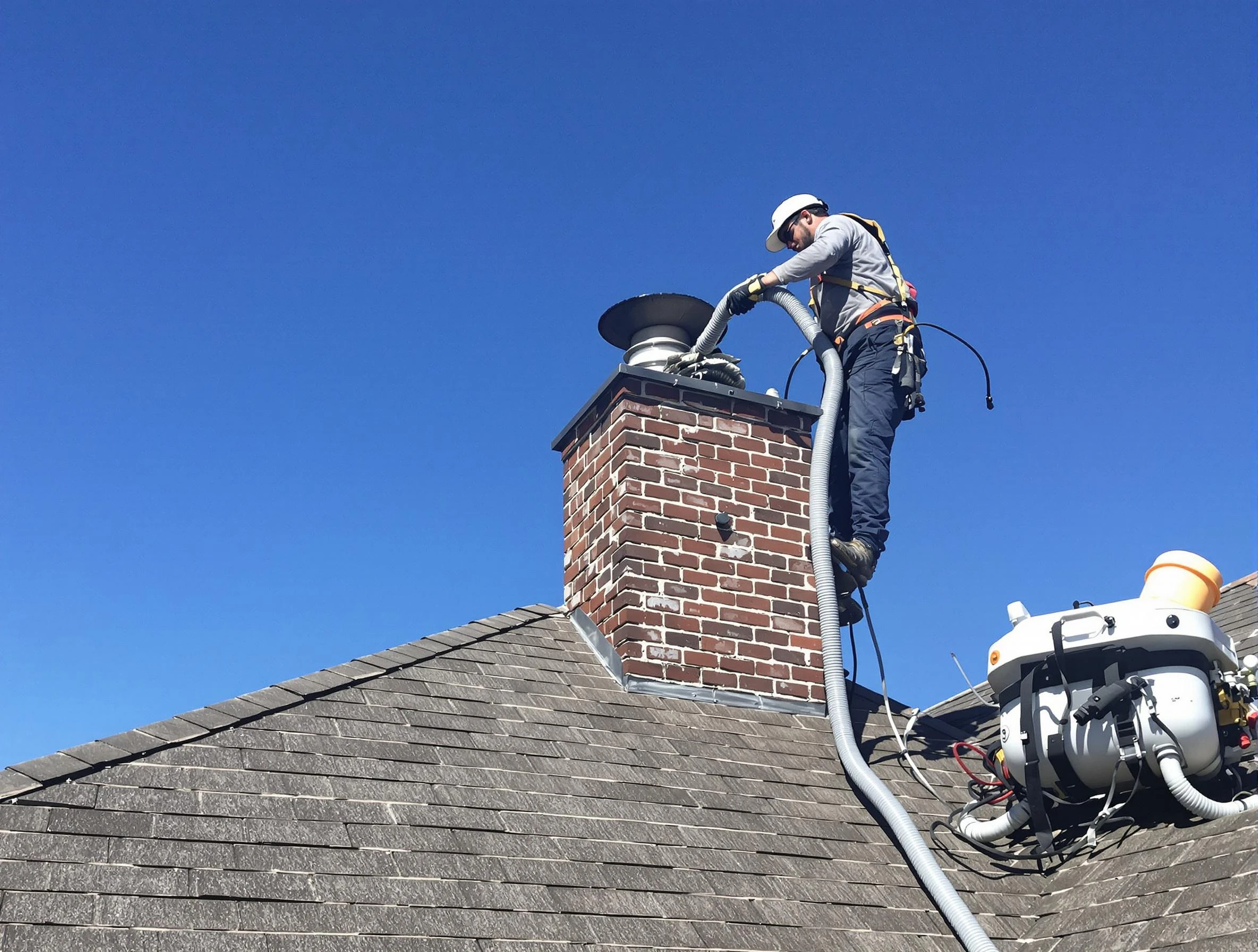 Dedicated Bethany Chimney Sweep team member cleaning a chimney in Bethany, OK
