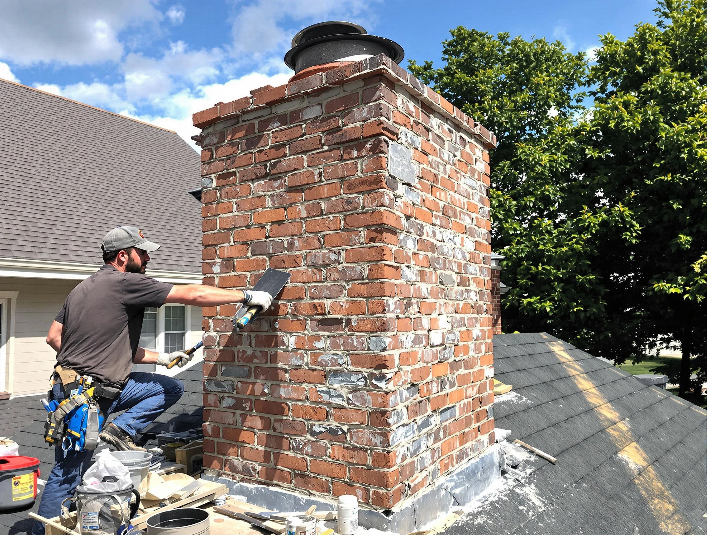 Completed chimney rebuild by Bethany Chimney Sweep in Bethany, OK