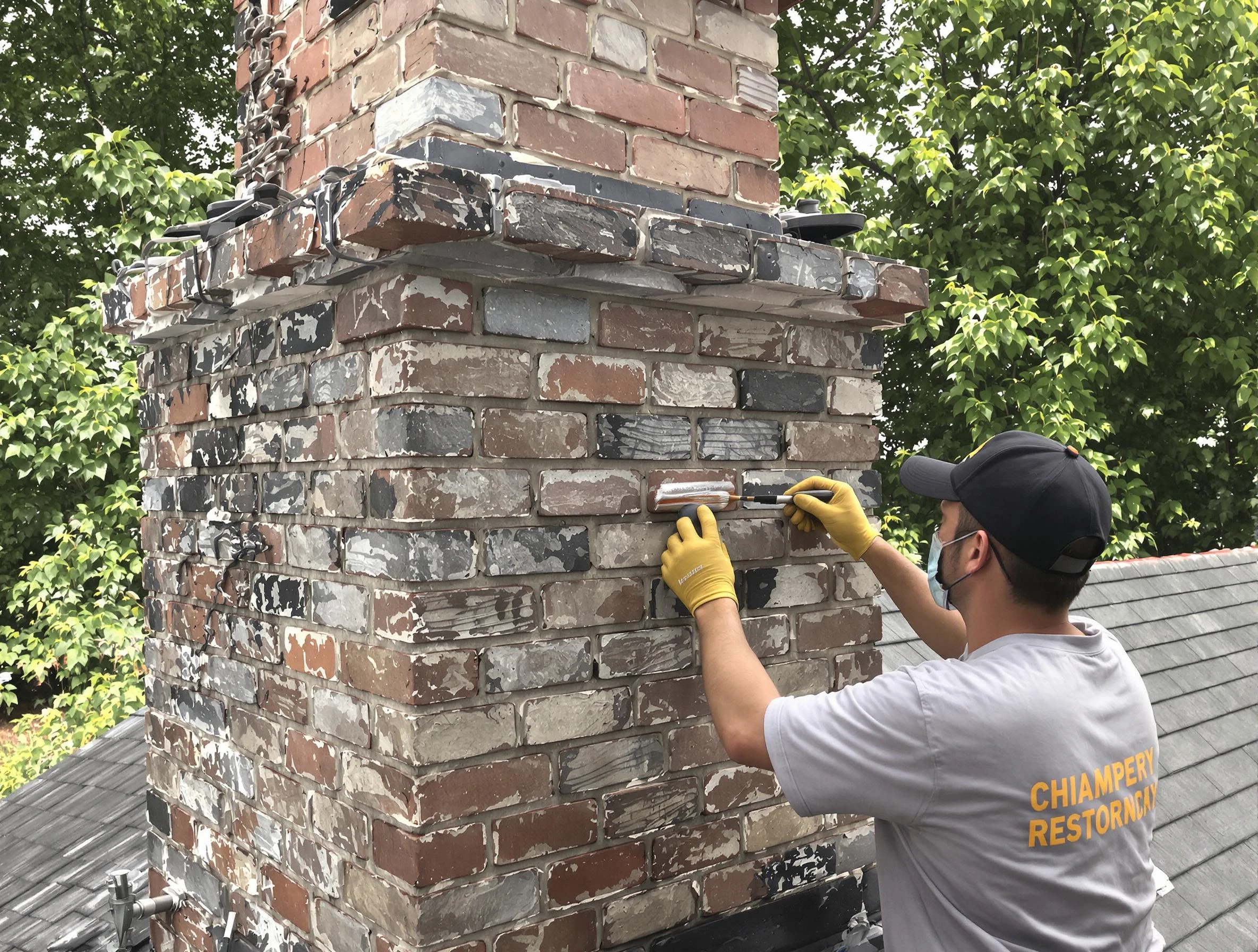 In-progress chimney restoration by Bethany Chimney Sweep in Bethany, OK