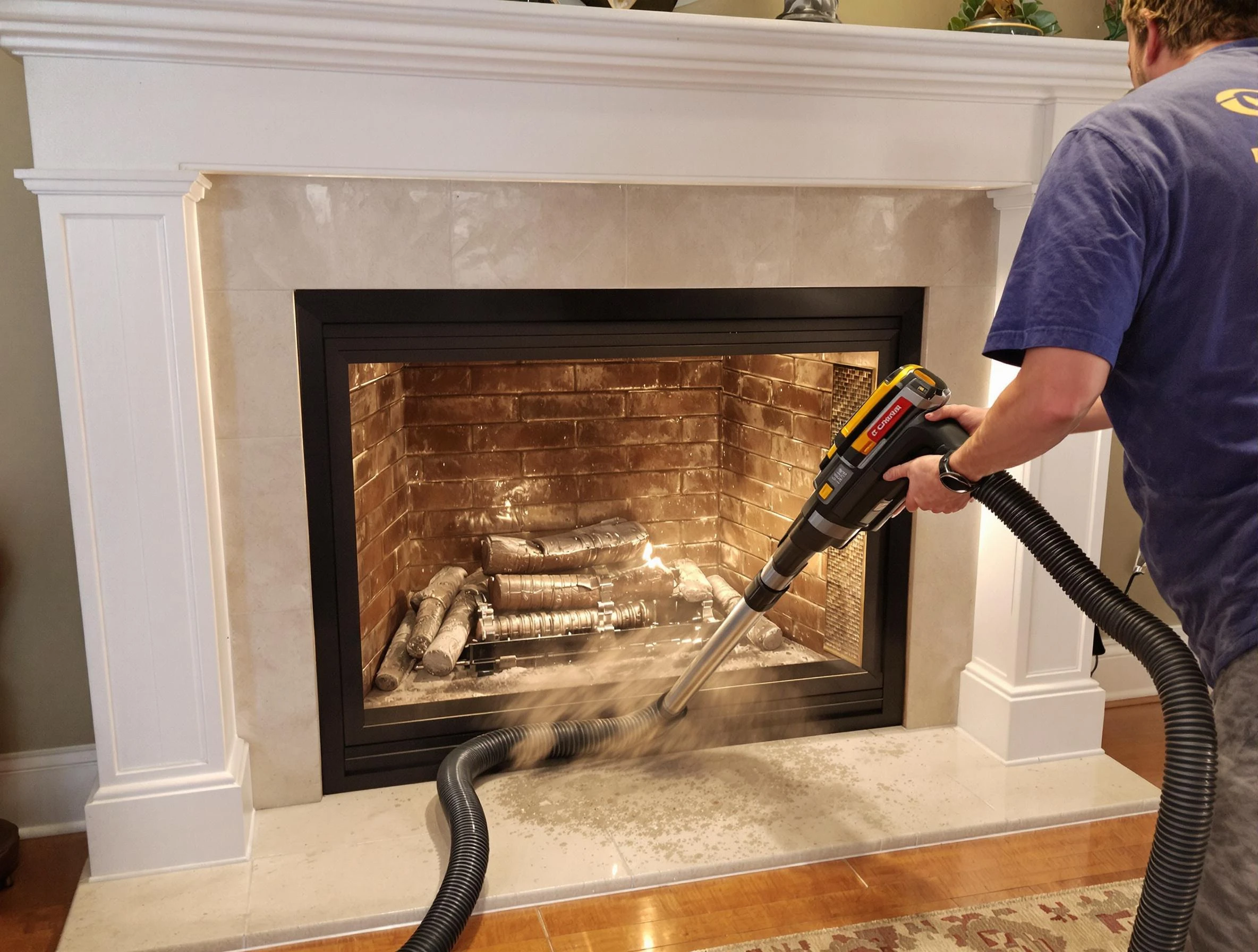 Fireplace cleaning performed by Bethany Chimney Sweep in Bethany, OK