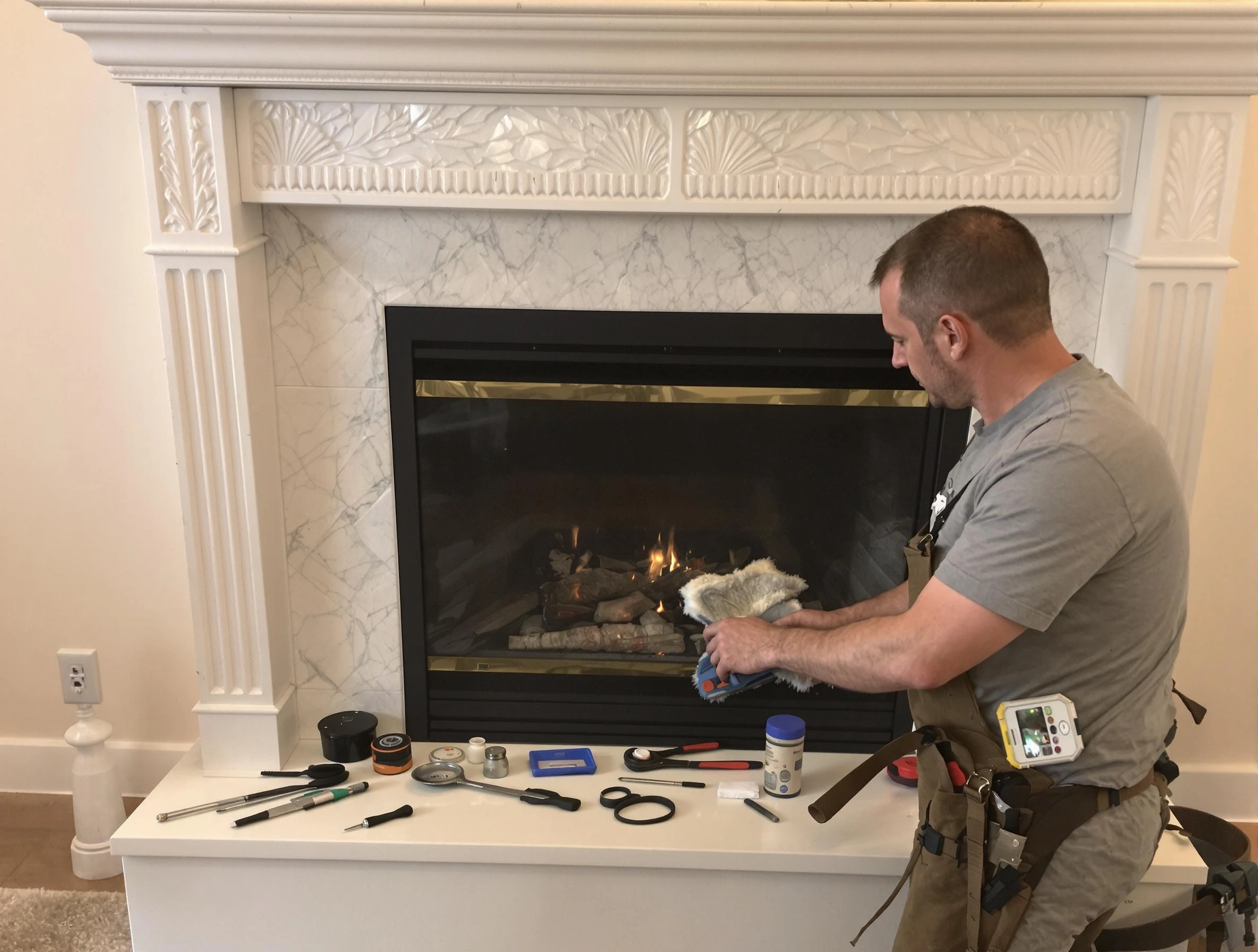 Bethany Chimney Sweep performing fireplace maintenance in Bethany, OK