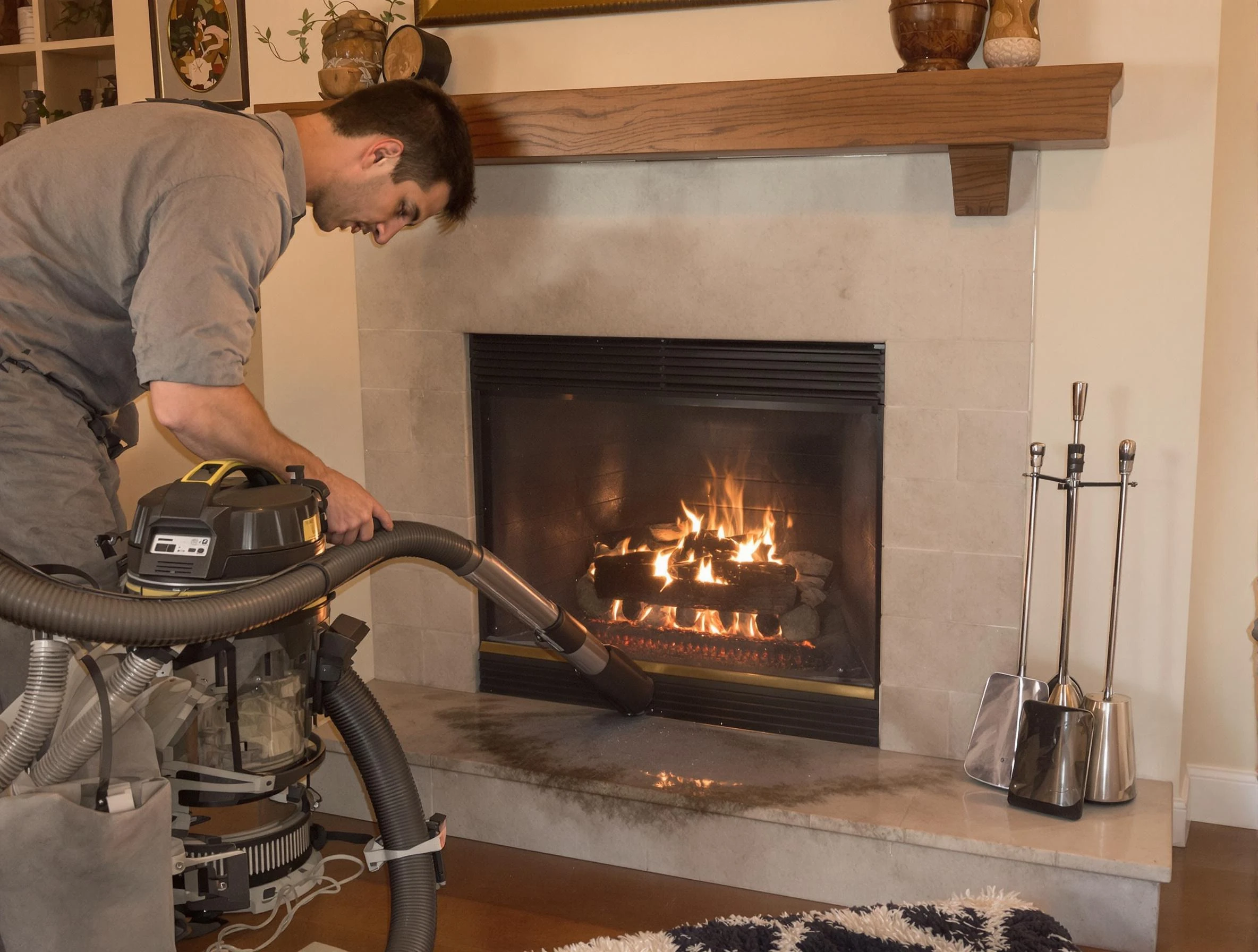 Routine fireplace upkeep by Bethany Chimney Sweep in Bethany, OK