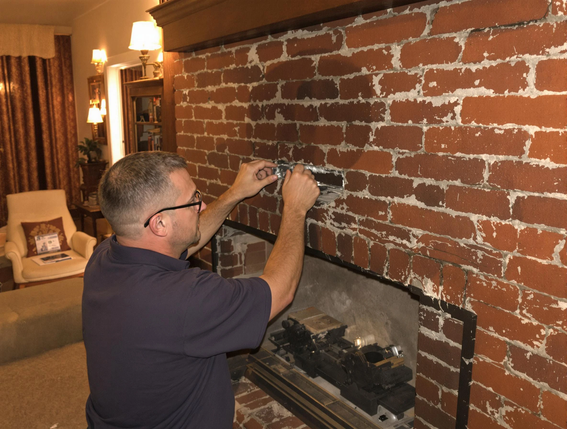 Bethany Chimney Sweep expert fixing a fireplace in Bethany, OK